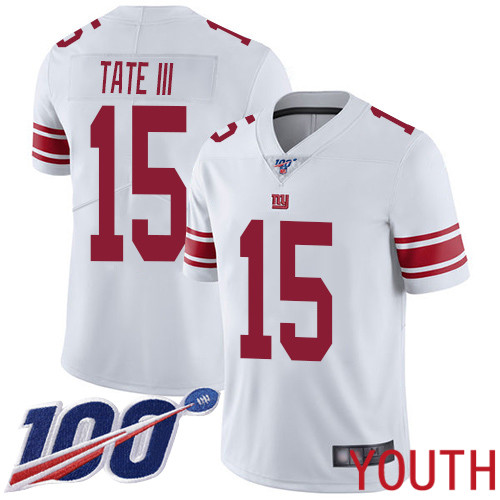 Youth New York Giants #15 Golden Tate III White Vapor Untouchable Limited Player 100th Season Football NFL Jersey